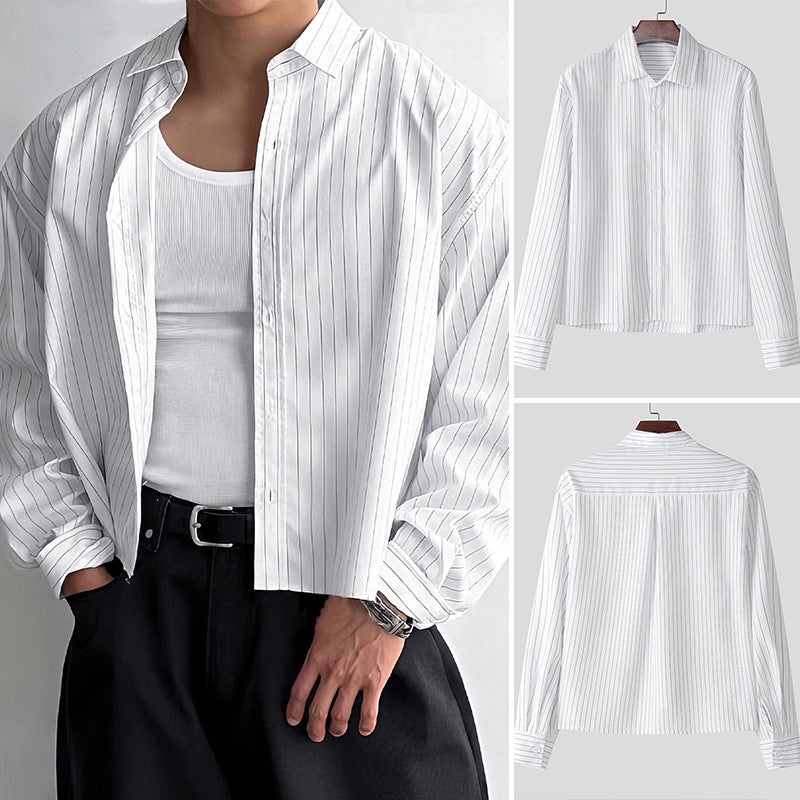 Men's striped cotton blend shirt with Kent collar and classic cuff Mune Fashion
