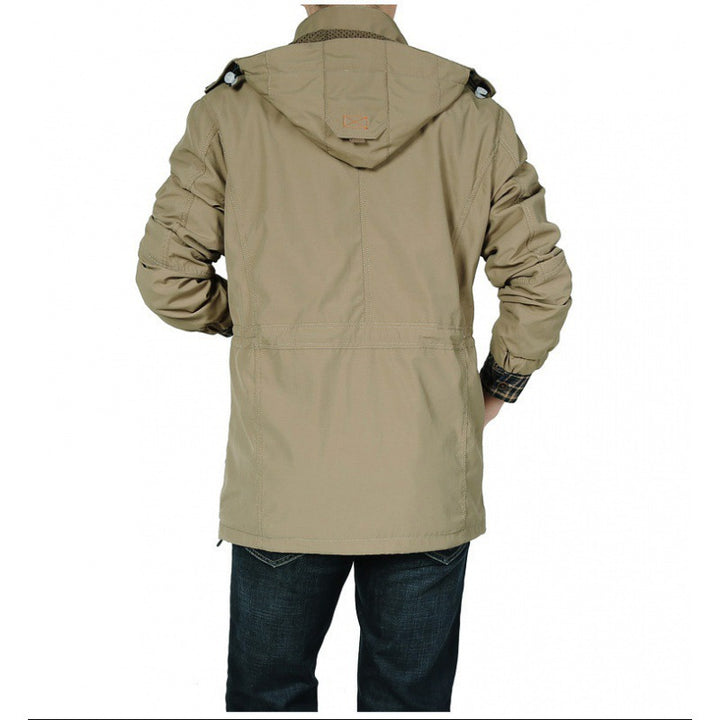 Men's lightweight windproof field jacket with breathable mesh inner lining, numerous zipper and flap pockets, as well as adjustable sleeve cuffs.