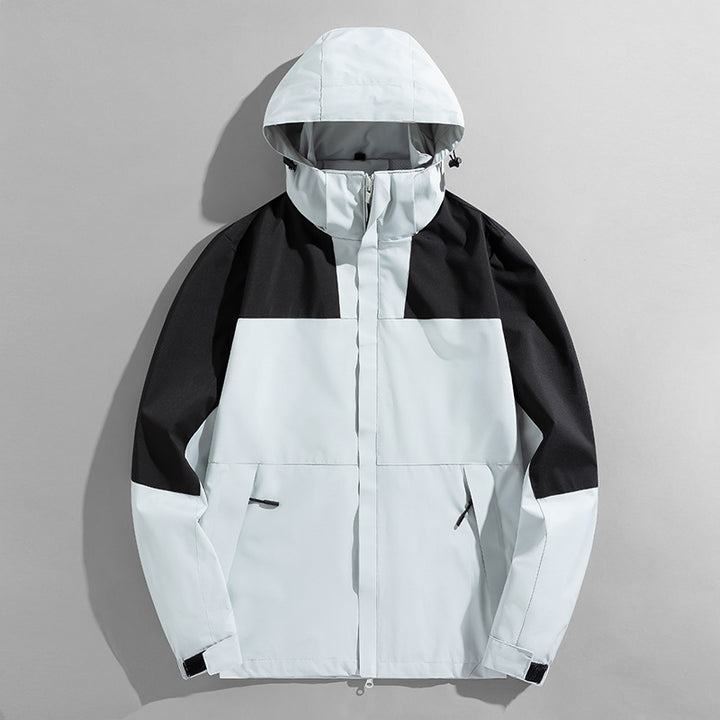 Men's two-layer technical hooded outdoor jacket with high closing stand-up collar and adjustable hood Mune Fashion