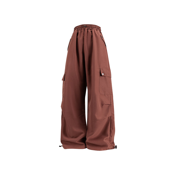 Damen Baggy-Cargo-Hose mit Tunnelzugbund, großen Klappentaschen und verstellbarem Saum Mune Fashion