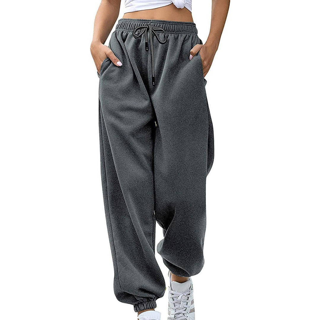 Women's casual jogging pants with high waistband, elastic ankle cuffs, and soft fleece lining Mune Fashion