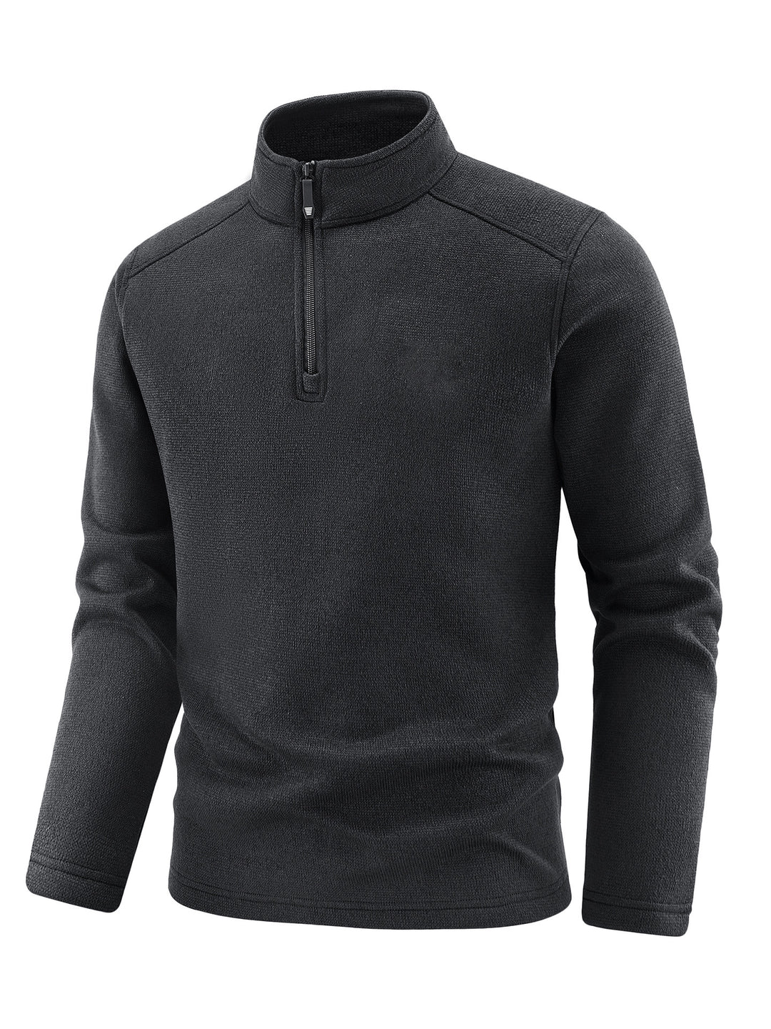 Men's Thermal Knit Fleece Pullover with Half Zip and Stand-up Collar Mune Fashion