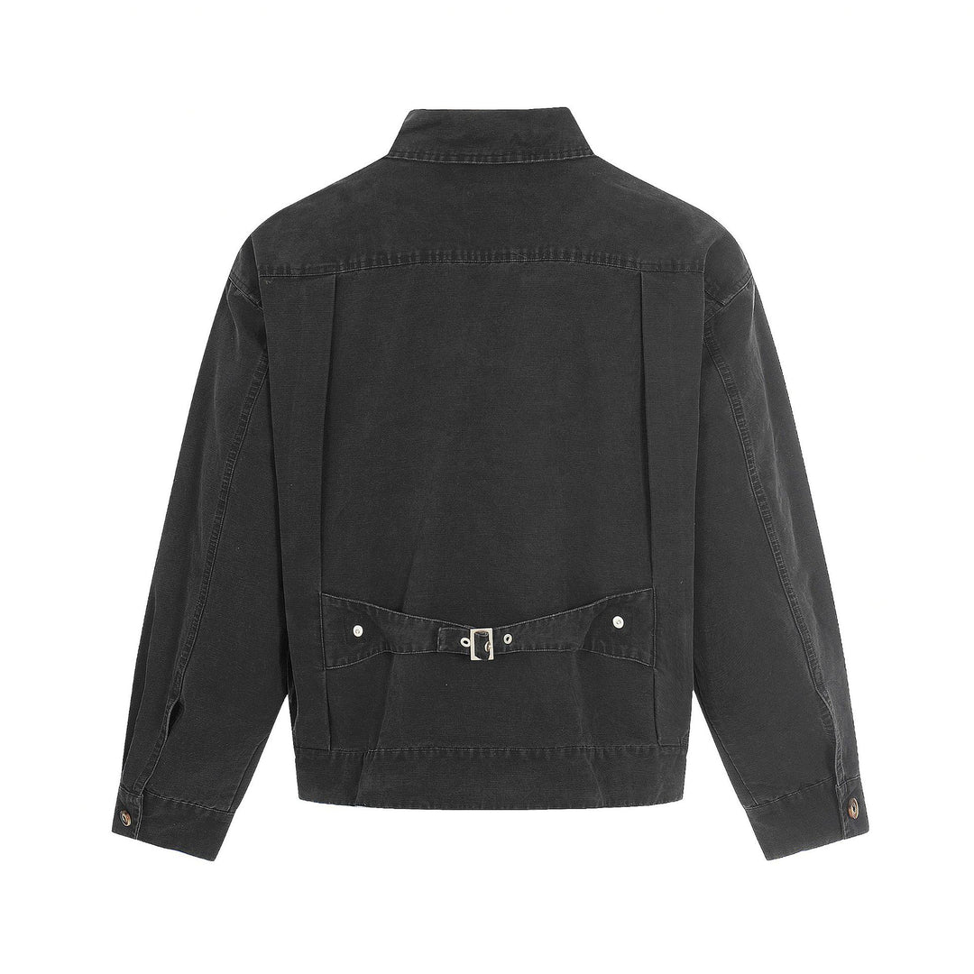 Men's Canvas Utility Blouson Jacket with Drawstring and Decorative Stitching Mune Fashion