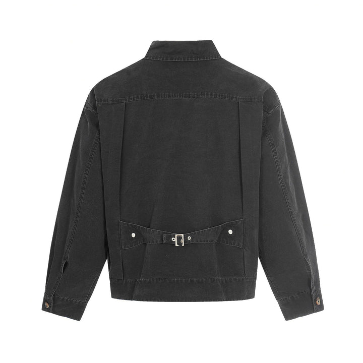 Men's Canvas Utility Blouson Jacket with Drawstring and Decorative Stitching Mune Fashion