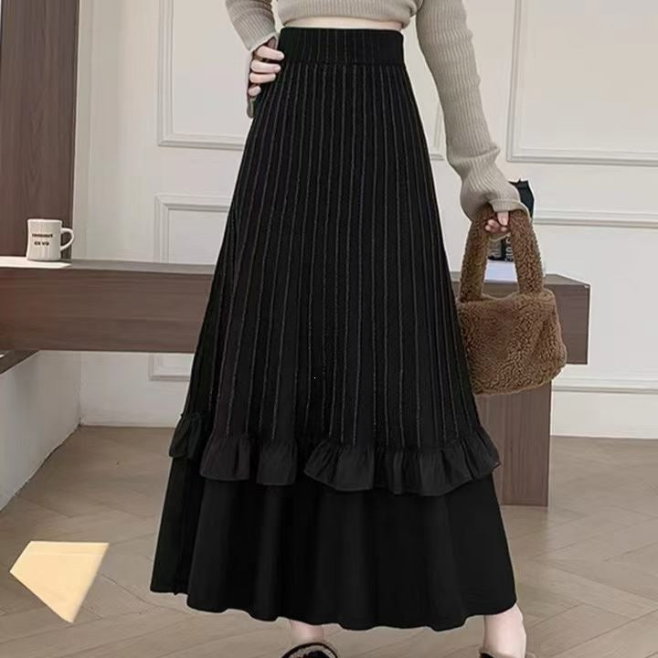 Women's Elegant Maxi Skirt with Ruffle and Textured Design Mune Fashion