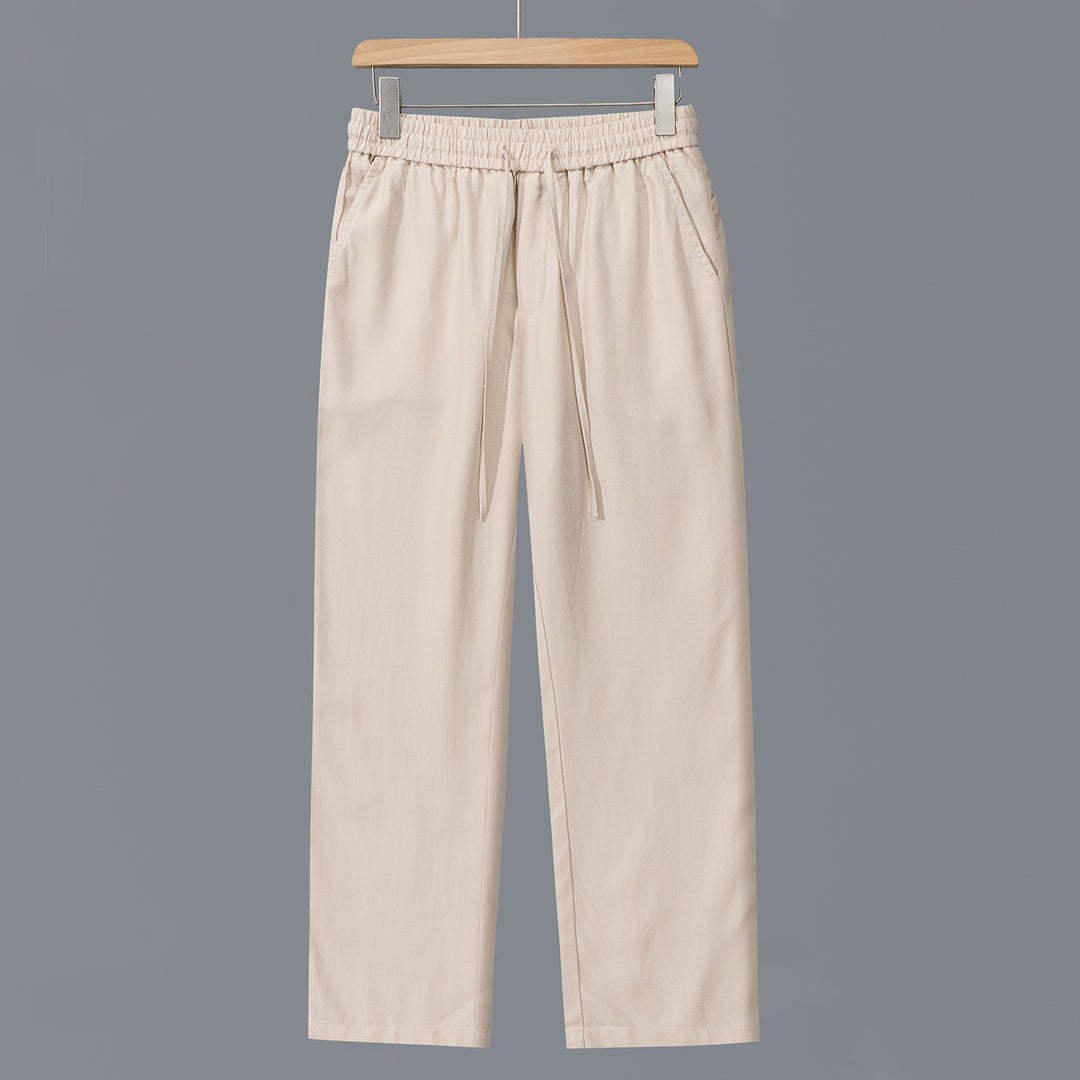 Men's Casual Cotton Chino with Elastic Waistband and Drawstring Mune Fashion