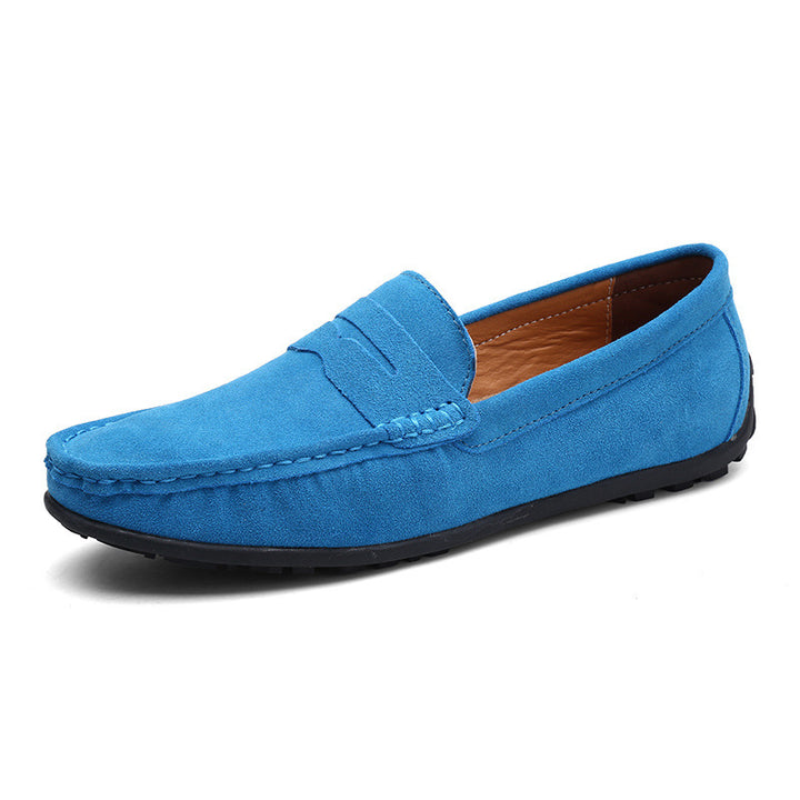 Men's elegant suede loafers with hand-stitched moccasin seam and non-slip rubber tread sole Mune Fashion