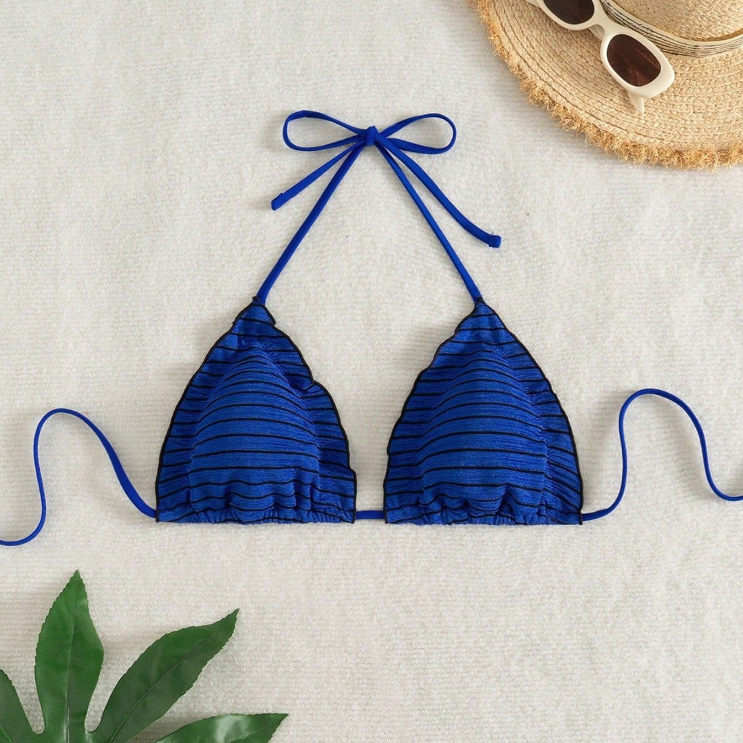 Women Triangle Bikini with playful stripe pattern Mune Fashion