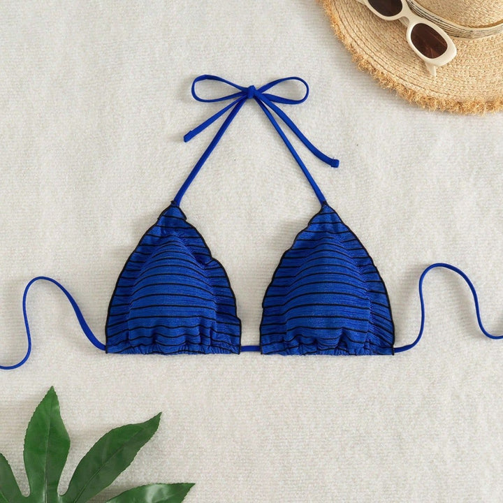 Women Triangle Bikini with playful stripe pattern Mune Fashion