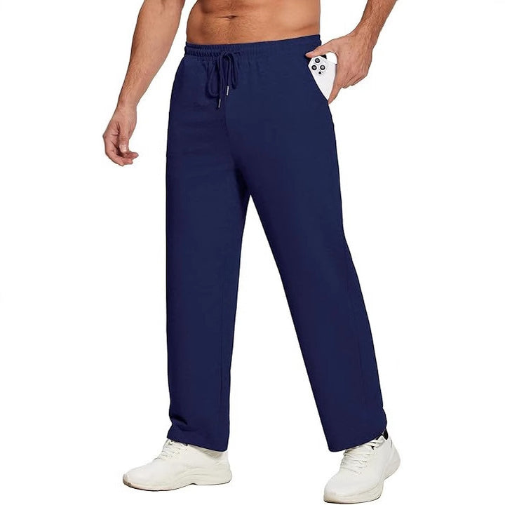 Men's loose-fitting lounge pants made of soft jersey with drawstring, elastic waistband, and straight leg Mune Fashion