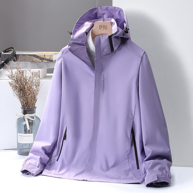 Women's Lightweight Softshell Hooded Jacket with Windproof Storm Flap and Concealed Zipper Pockets Mune Fashion