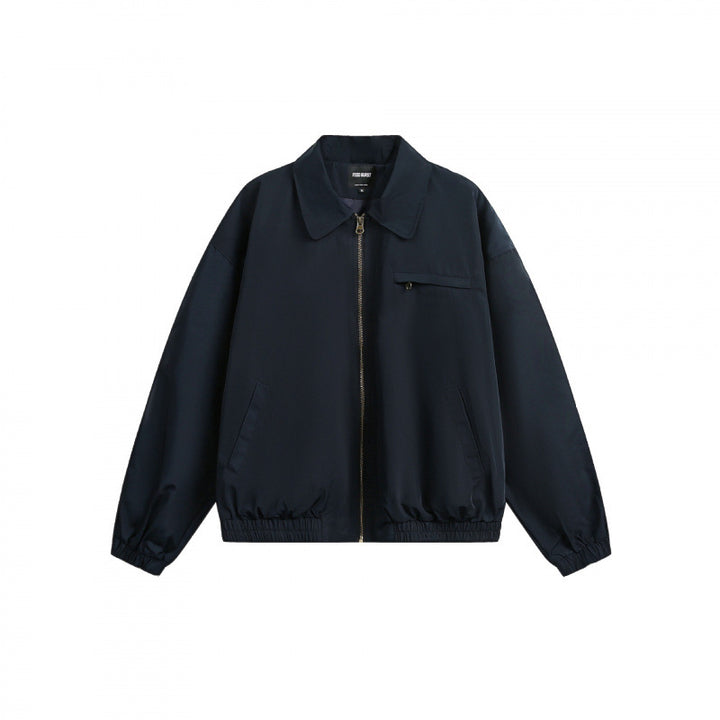 Unisex Boxy Overshirt Jacket with full-length zipper, elastic hem, and chest zipper pocket Mune Fashion