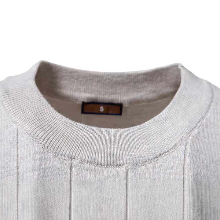 Men's lightweight short-sleeve knit pullover with fine rib structure and round neck Mune Fashion