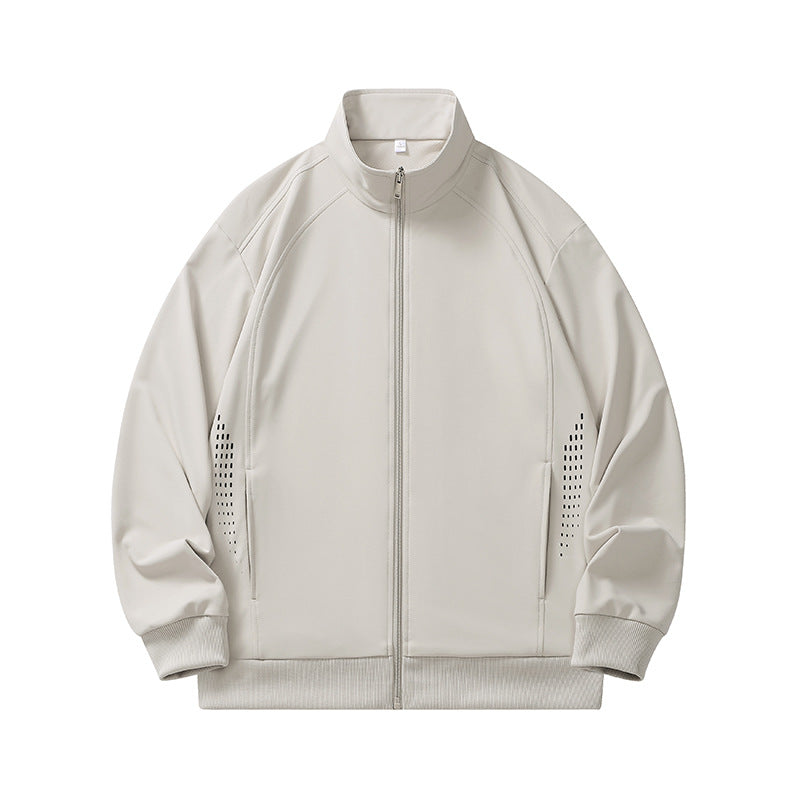 Men's lightweight windproof zip training jacket with stand-up collar, raglan sleeves and side reflective points Mune Fashion