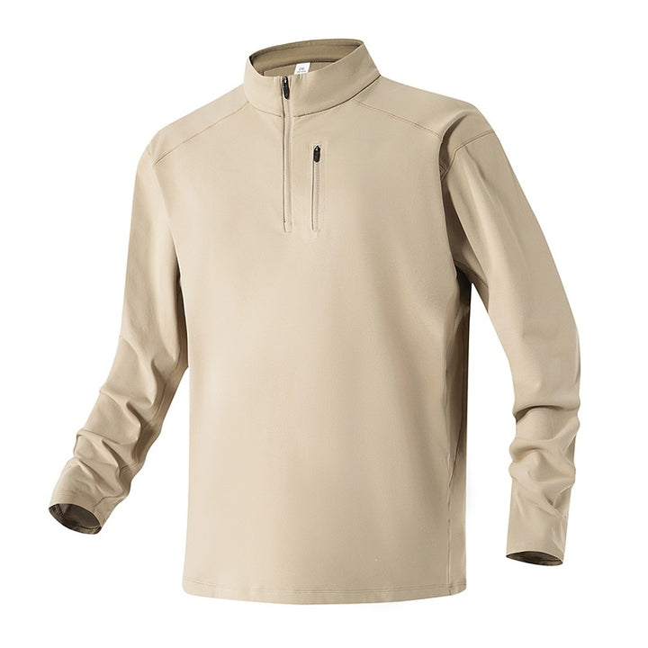 Men's Performance Half-Zip Training Pullover with Stand-Up Collar & Chest Zipper Mune Fashion