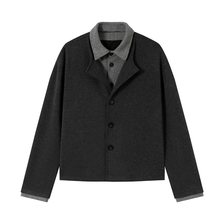 Men's short jacket in layered look with contrast collar Mune Fashion
