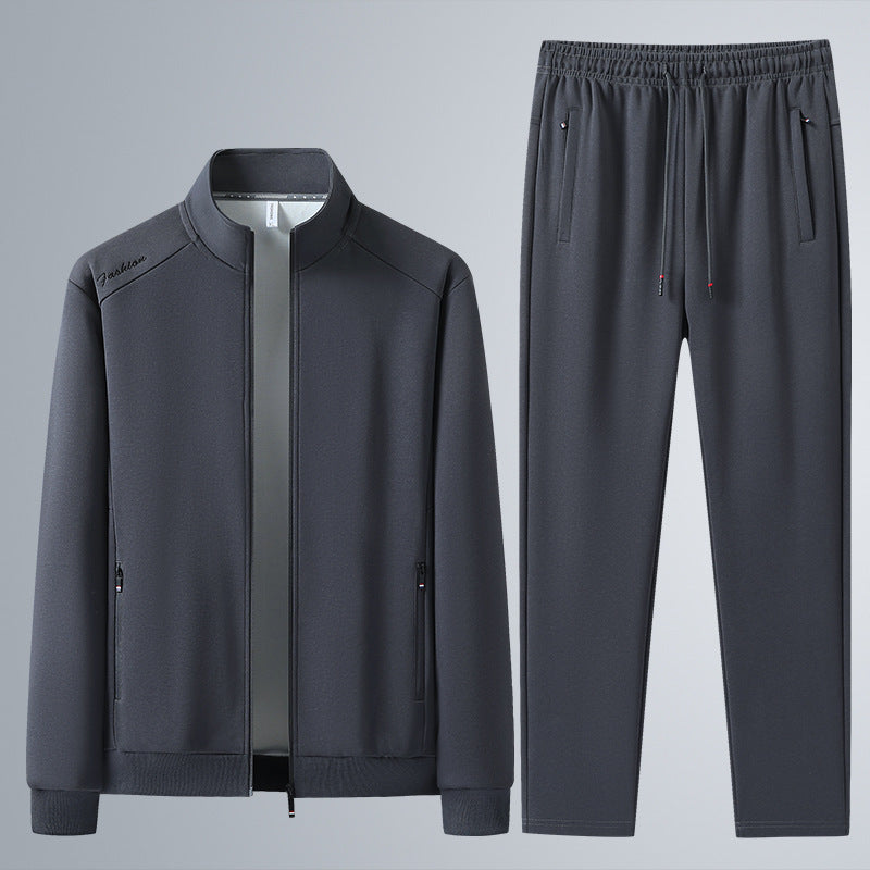 Men's Two-Piece Sports Lounge Set with Stand Collar, Concealed Zipper & Drawstring Mune Fashion