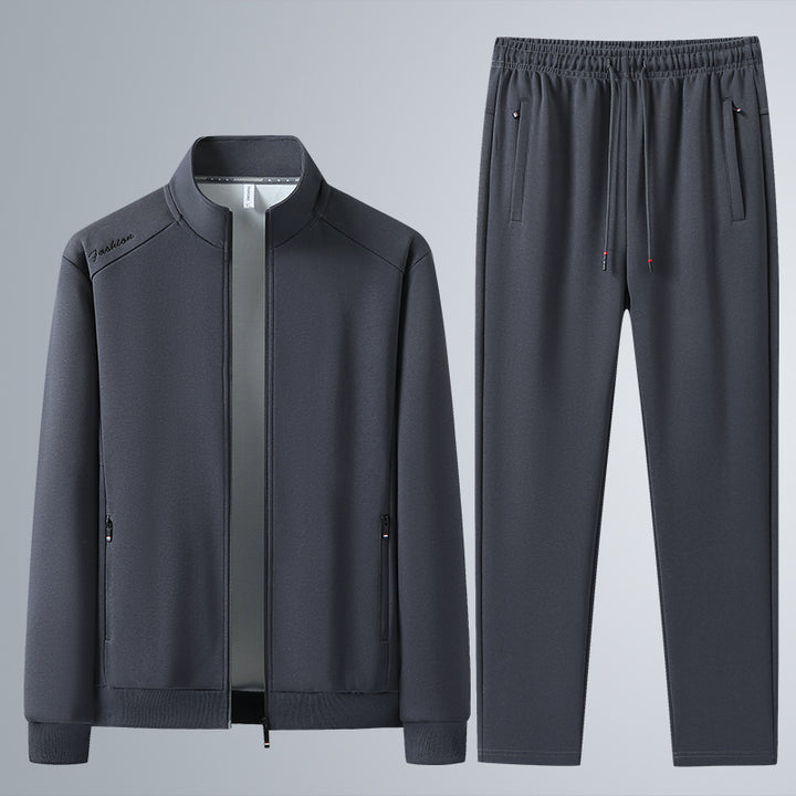 Men's Two-Piece Sports Lounge Set with Stand Collar, Concealed Zipper & Drawstring Mune Fashion