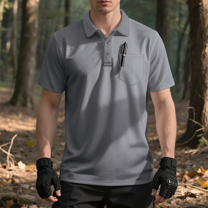 Men's functional short-sleeve polo shirt with breast pocket, integrated pen loop and micro-perforated ventilation Mune Fashion