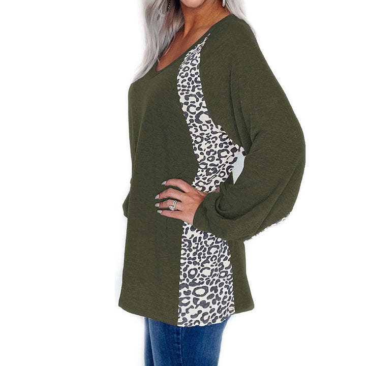 Women Oversize V-Neck Long Sleeve Tunic with Leo Side Inserts and Casual Silhouette Mune Fashion