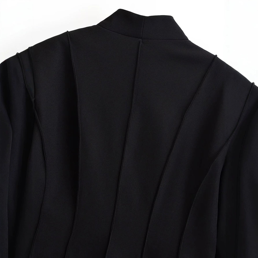 Women's Tailored Blazer with Shawl Collar, Concealed Button Placket and Flap Pockets Mune Fashion