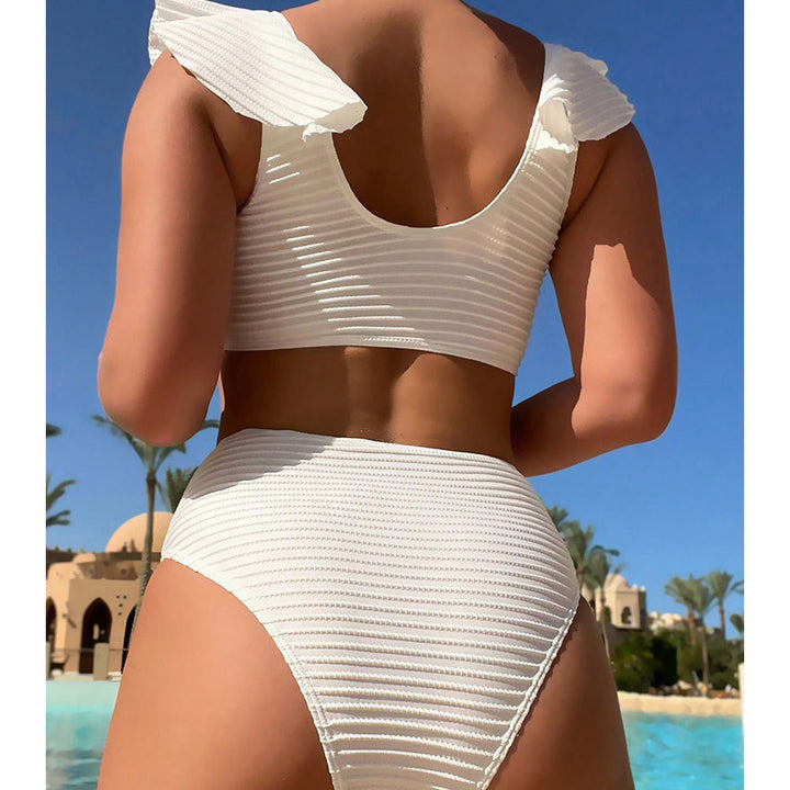 Ladies high-waisted bikini set with ruffle details and gold accents Mune Fashion
