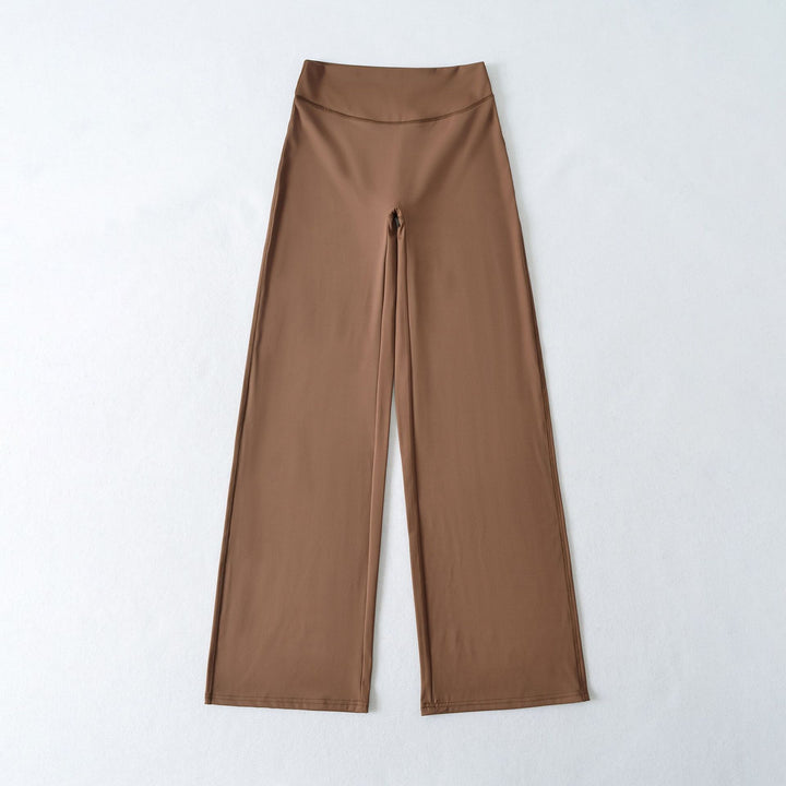 Women's Wide High Waist Lounge Pants made of Stretch Jersey with Flowing Flare Mune Fashion