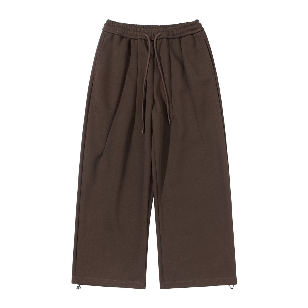 Unisex Wide Cropped Jogging Pants with Drawstring Waistband, Side Pockets and Adjustable Hem