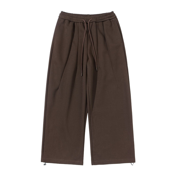 Unisex Wide Cropped Jogging Pants with Drawstring Waistband, Side Pockets and Adjustable Hem