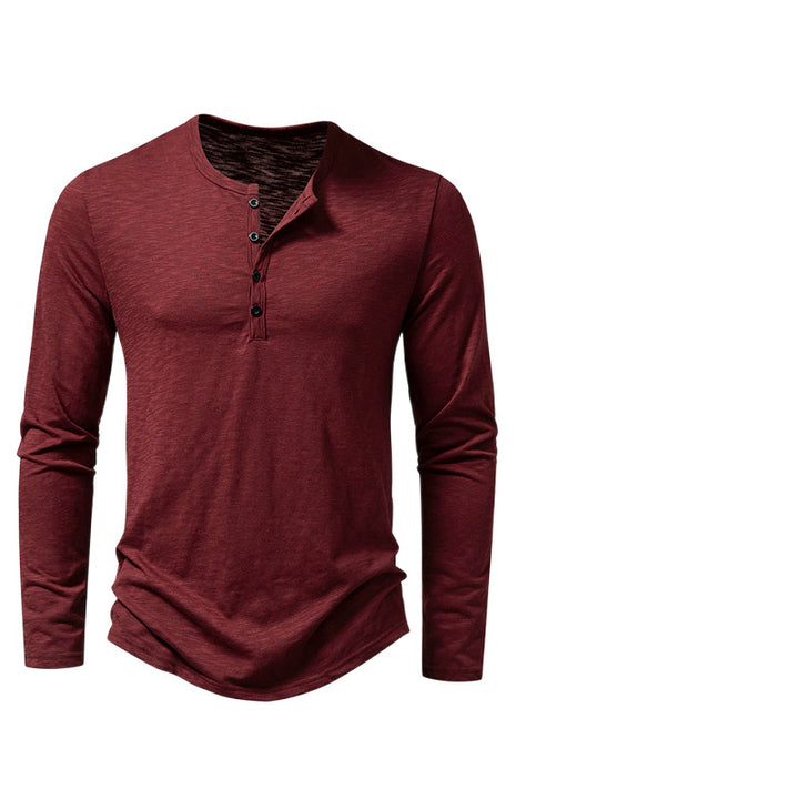 Men's fine knit Henley with round neck, concealed button placket and fitted silhouette Mune Fashion