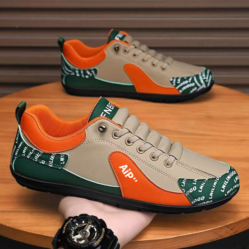 Men's Modern Low-Top Faux Leather Sneaker with Padded Collar and Treaded Rubber Sole Mune Fashion