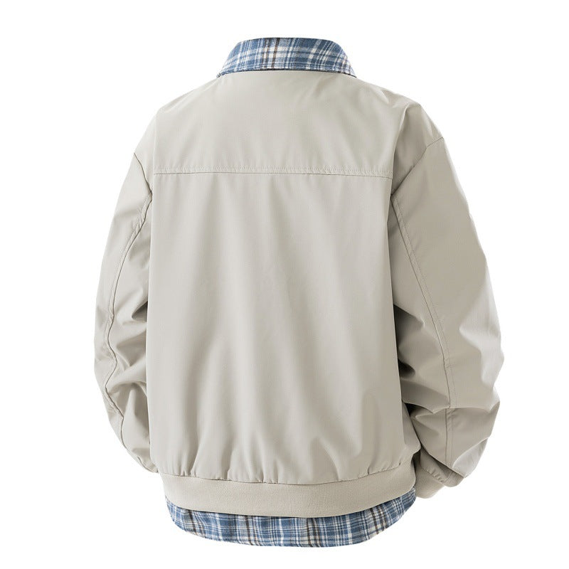 Men's windproof overshirt jacket with checked lining, zipper and snap button pockets Mune Fashion
