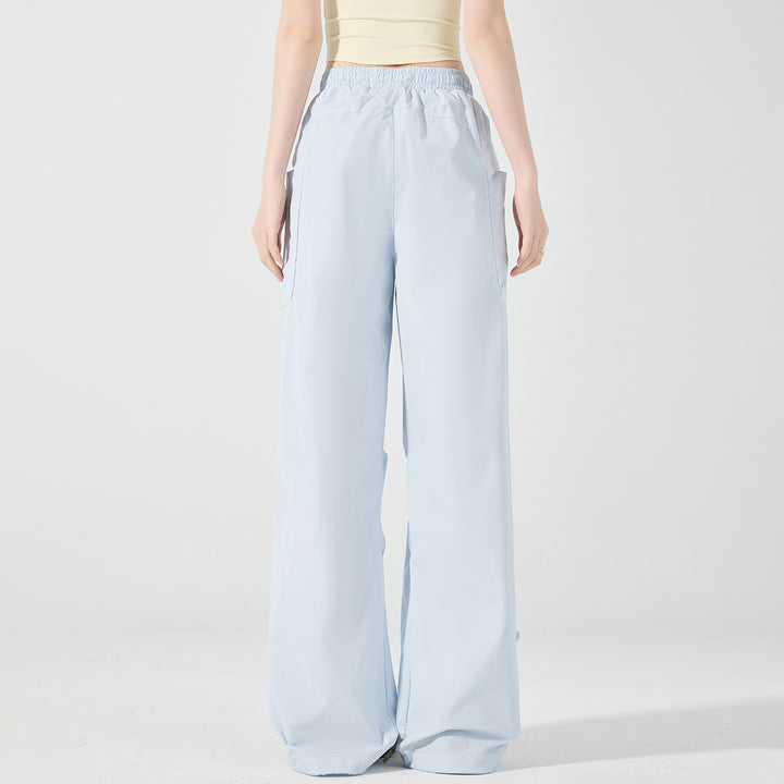 Women's Wide Technical Cargo Pants with Drawstring Waistband, Adjustable Hem, and Multifunctional Pockets Mune Fashion