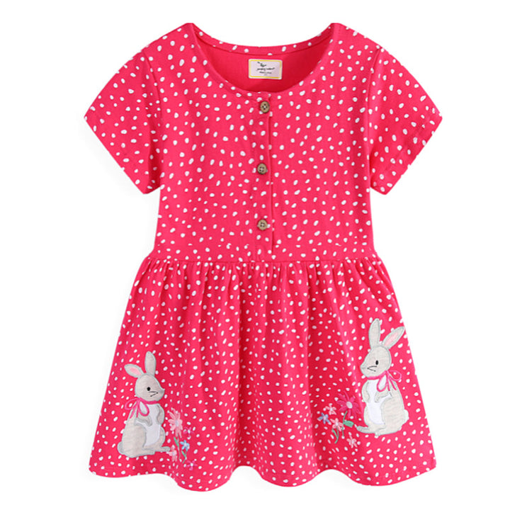 Girls casual dress with playful bunny motif Mune Fashion