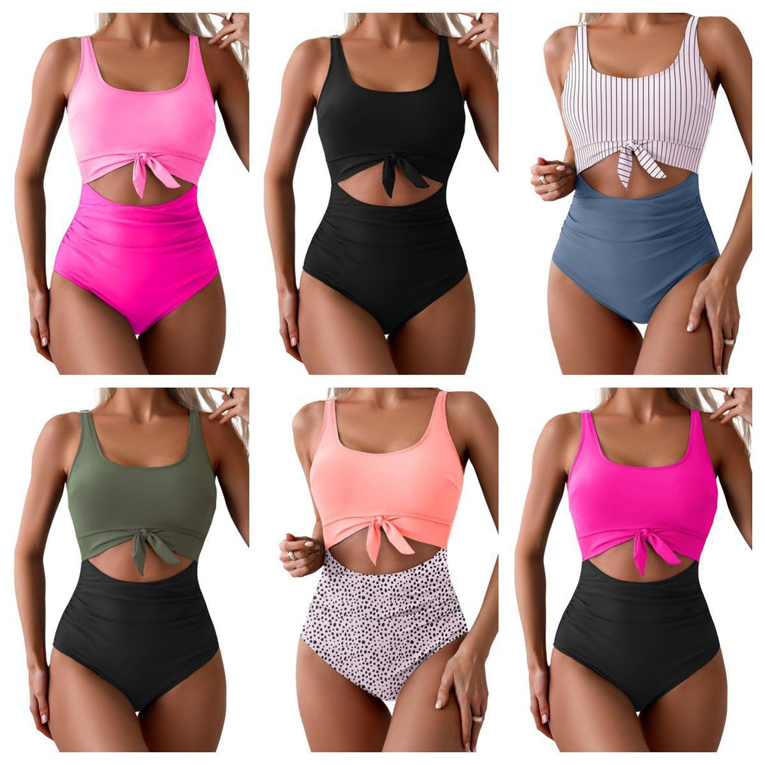 Women's High-Cut Swimsuit with Fashionable Knot Detail Mune Fashion