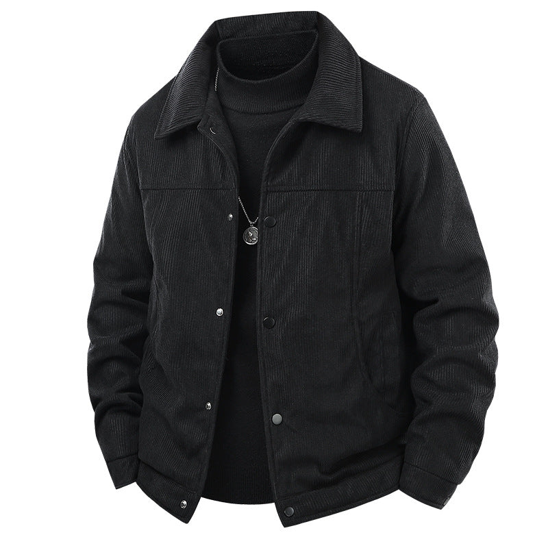 Men's cord jacket in casual worker style with snap button closure and side pockets Mune Fashion