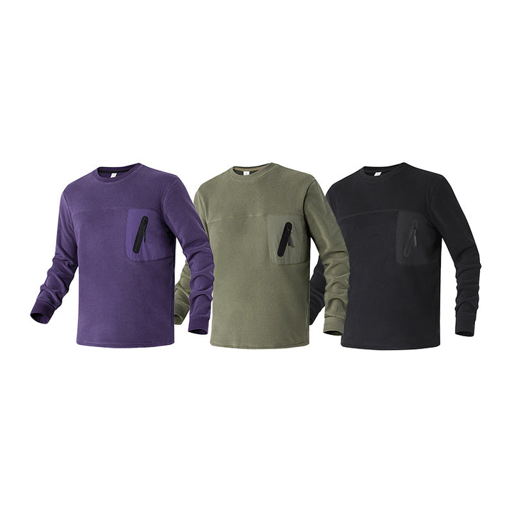 Damen Fleecepullover mit Brustreißverschluss-Tasche und Rundhalsausschnitt Mune Fashion
