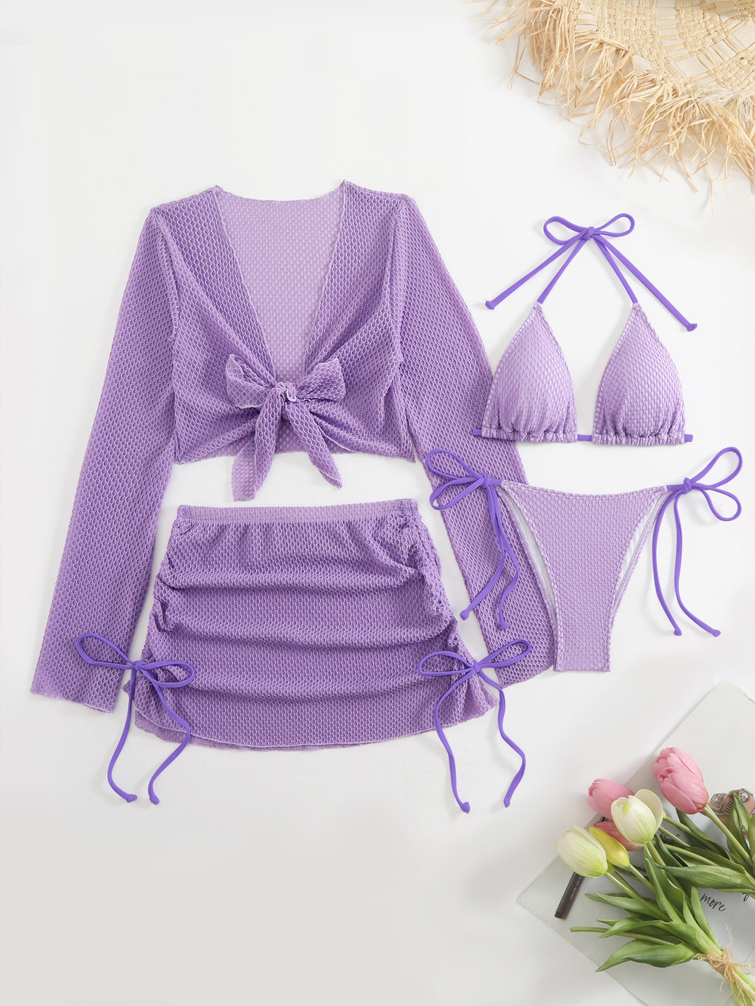 Women's swimsuit set with trendy mesh design and adjustable details Mune Fashion