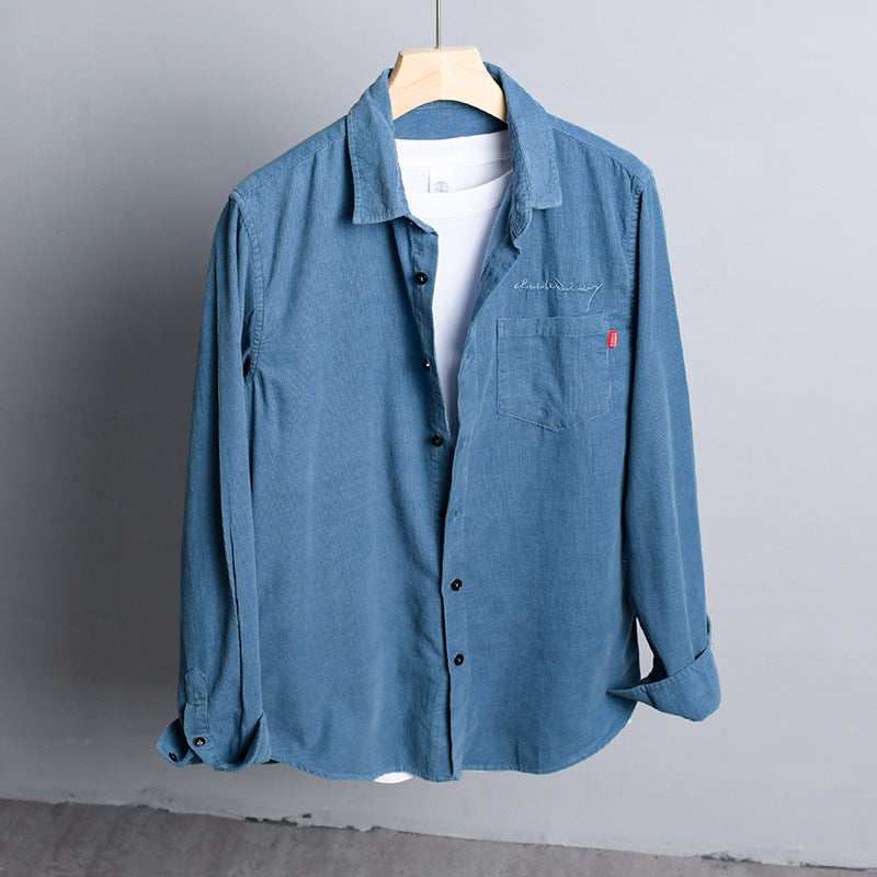 Men's Lightweight Cotton Shirt in Relaxed Fit with Chest Pocket and Soft Wash Mune Fashion