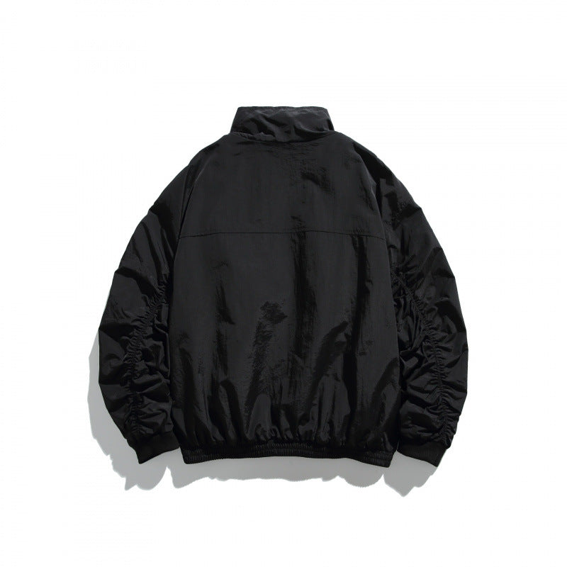 Unisex Lightweight Nylon Bomber Jacket with Stand-Up Collar, Full Zip and Elastic Hem Mune Fashion