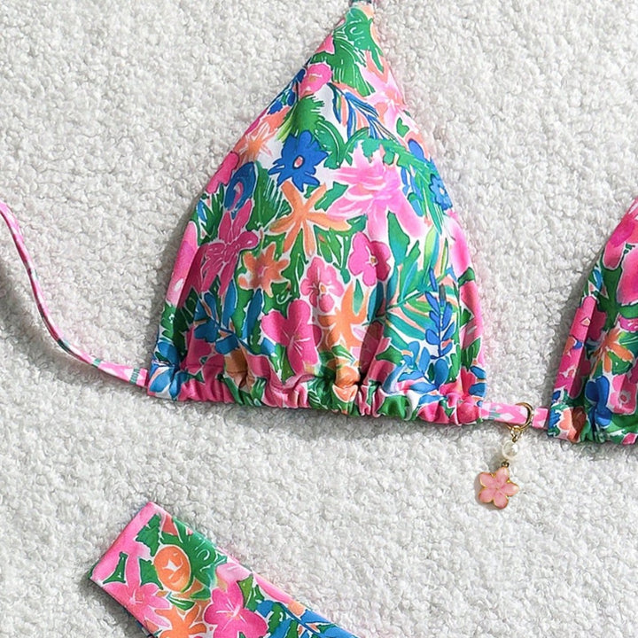Women's Triangle Bikini with Floral Design Mune Fashion
