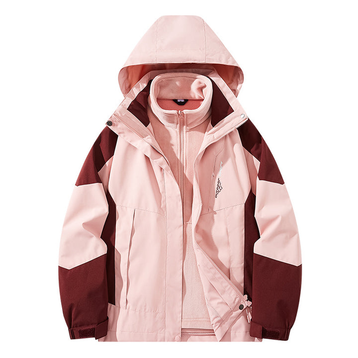 Men's water-repellent two-layer trekking jacket with removable fleece inner jacket and hood Mune Fashion