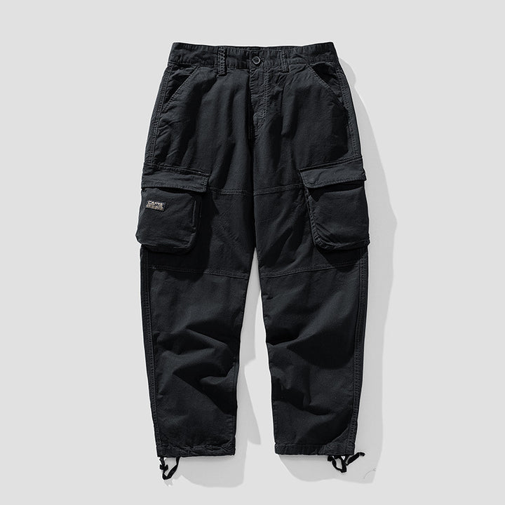 Herren Cargo‑Hose im Utility‑Workwear‑Stil mit großen Klappentaschen, Kniepaneelen und Kordelabschluss Mune Fashion