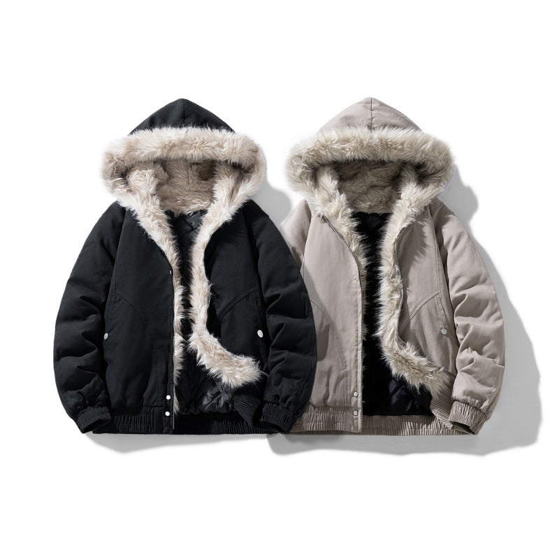 Unisex non-quilted winter jacket with synthetic fur hood and thermal filling Mune Fashion