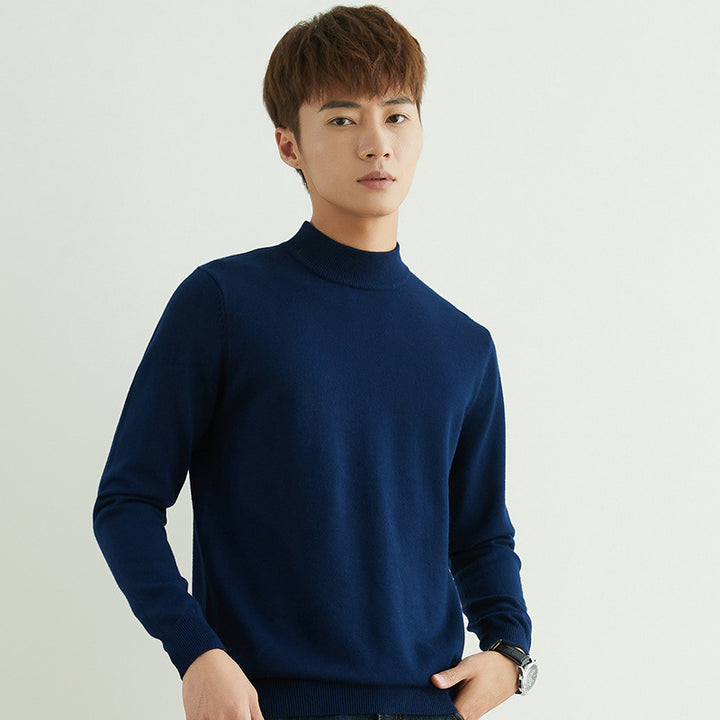Men's High Neck Pullover in Fine Knit with Slim Fit Mune Fashion