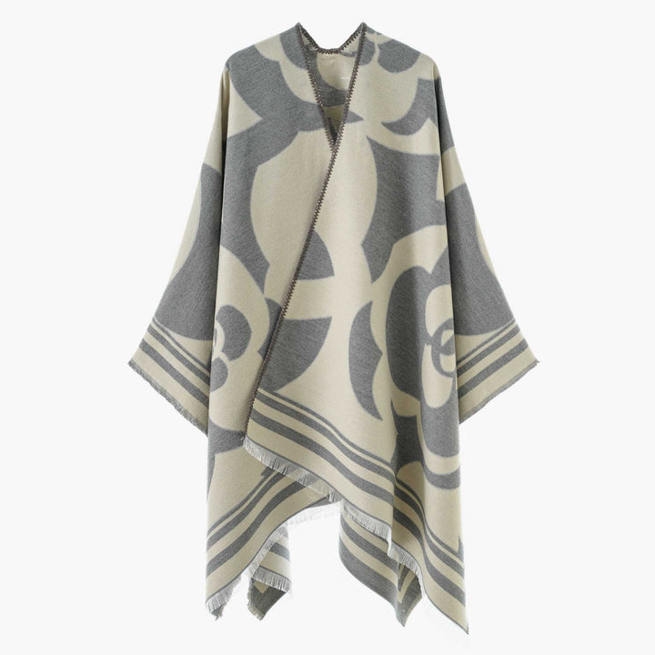 Women Jacquard Overlay in Oversized Cape Style with Large Pattern Mune Fashion