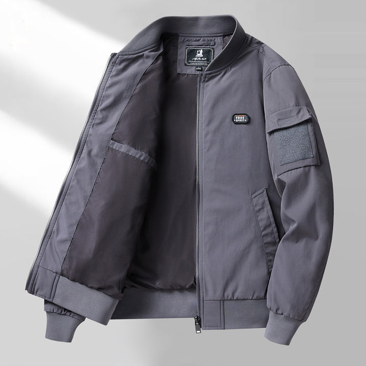 Men's minimalist nylon bomber with padded lining and sleeve flap pocket Mune Fashion