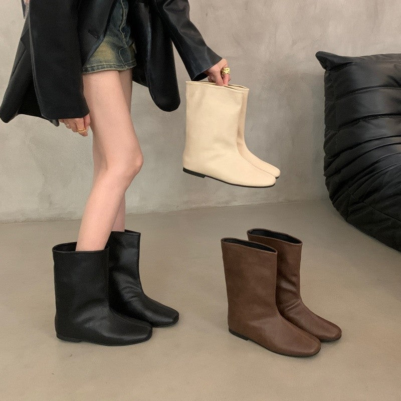Women Fashionable Boots without Lacing Mune Fashion