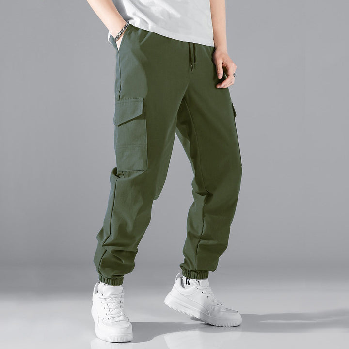 Men's Cargo Jogging Pants with elastic tunnel drawstring waistband and patch flap pockets Mune Fashion