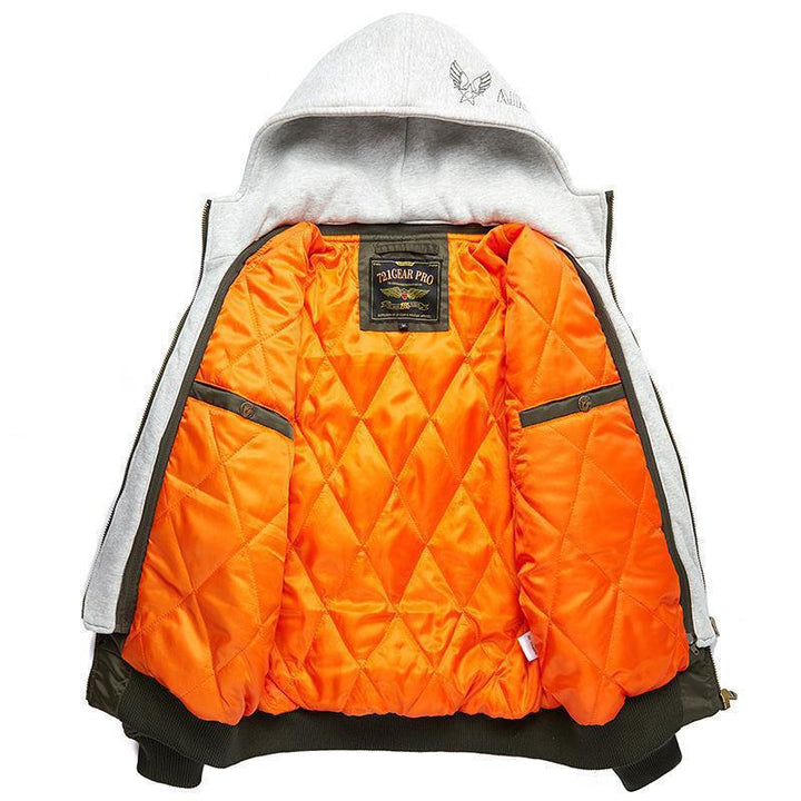 Men's bomber jacket with removable hood inner lining and quilted thermal insulation Mune Fashion